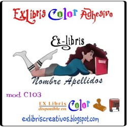 ExLibris Chica leyendo tumbada